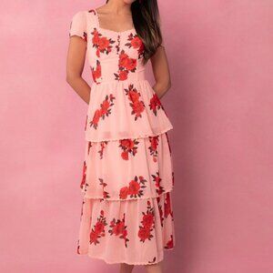 Ivy City Co Roses Are Red Tea Length Dress M